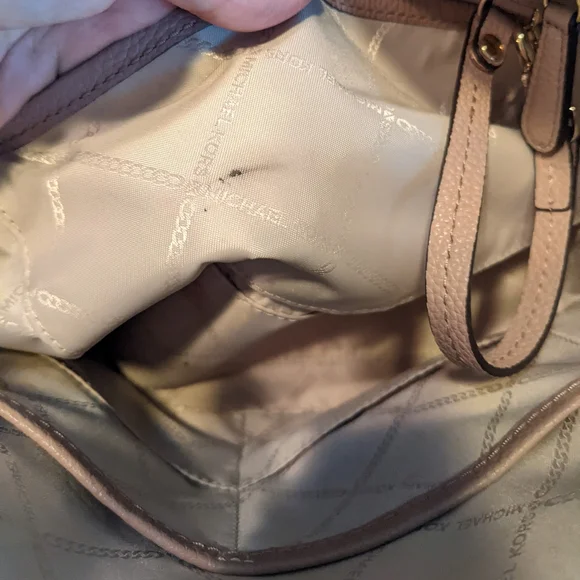 Michael Kors Mercer Medium Tri-Color Pebbled Leather Belted Satchel - Picture 7 of 14